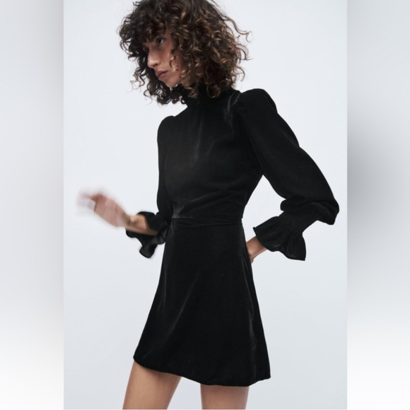 Zara Dresses & Skirts - Zara Long Sleeve Velvet Mini Dress